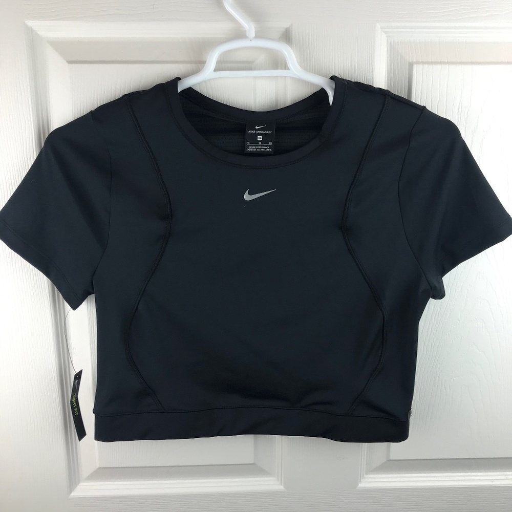 Nike Aeroadapt Crop Top Black Short Sleeve XL